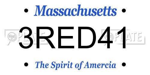 3RED41 Massachusetts License Plate