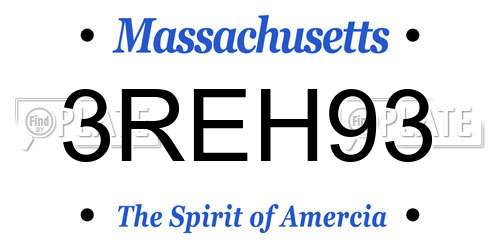 3REH93 Massachusetts License Plate