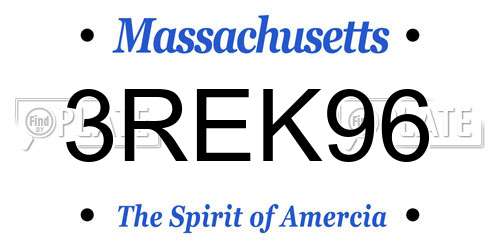 3REK96 Massachusetts License Plate