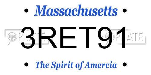 3RET91 Massachusetts License Plate