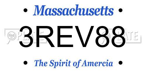 3REV88 Massachusetts License Plate