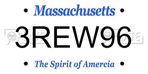3REW96 Massachusetts License Plate