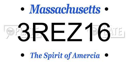 3REZ16 Massachusetts License Plate