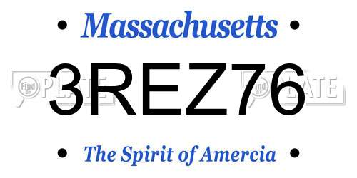 3REZ76 Massachusetts License Plate