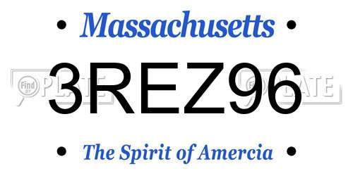 3REZ96 Massachusetts License Plate
