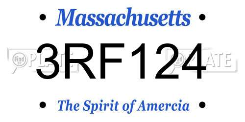 3RF124 Massachusetts License Plate
