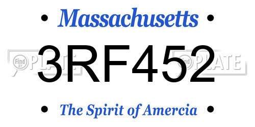 3RF452 Massachusetts License Plate