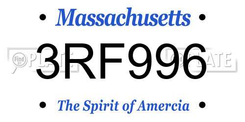 3RF996 Massachusetts License Plate