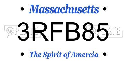 3RFB85 Massachusetts License Plate