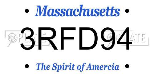 3RFD94 Massachusetts License Plate
