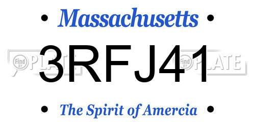 3RFJ41 Massachusetts License Plate