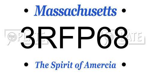 3RFP68 Massachusetts License Plate