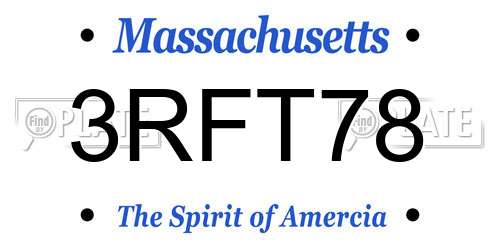3RFT78 Massachusetts License Plate