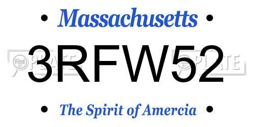 3RFW52 Massachusetts License Plate