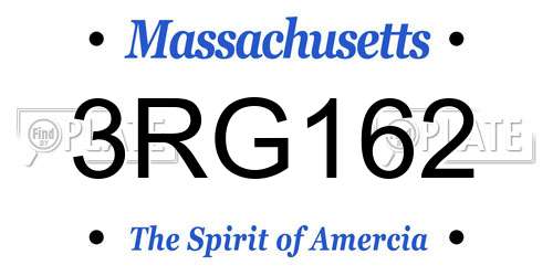 3RG162 Massachusetts License Plate
