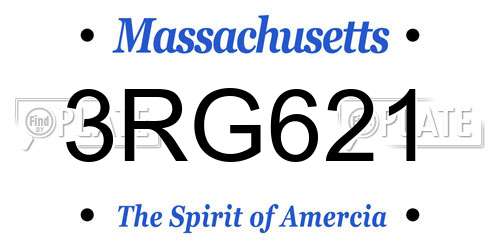 3RG621 Massachusetts License Plate
