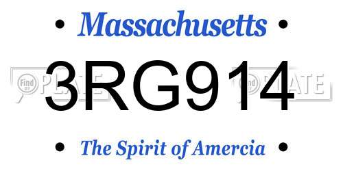 3RG914 Massachusetts License Plate