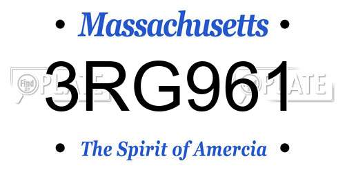 3RG961 Massachusetts License Plate