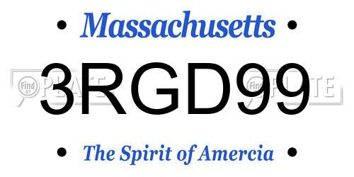 3RGD99 Massachusetts License Plate