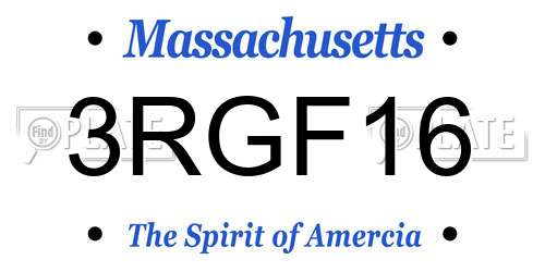 3RGF16 Massachusetts License Plate