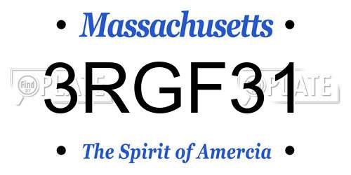 3RGF31 Massachusetts License Plate