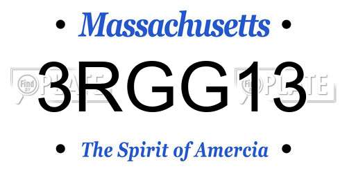 3RGG13 Massachusetts License Plate