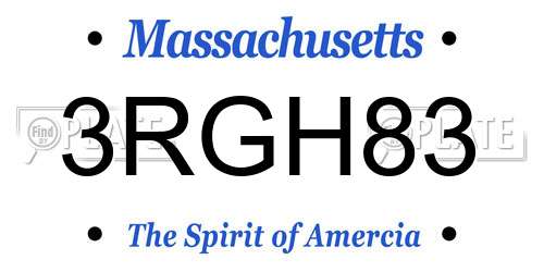 3RGH83 Massachusetts License Plate