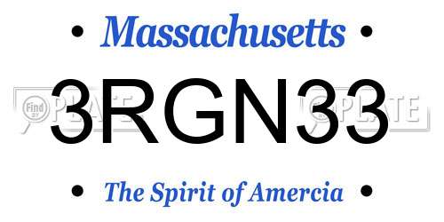3RGN33 Massachusetts License Plate