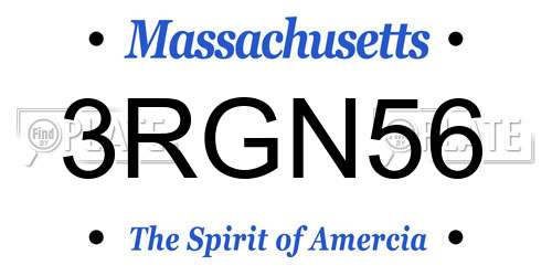 3RGN56 Massachusetts License Plate