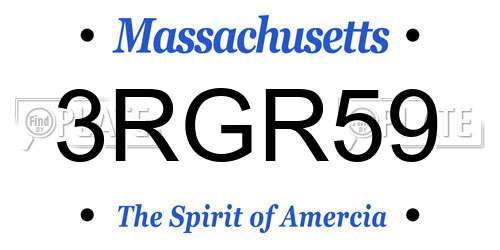 3RGR59 Massachusetts License Plate