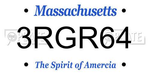 3RGR64 Massachusetts License Plate