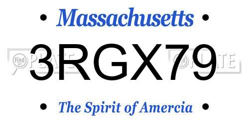 3RGX79 Massachusetts License Plate