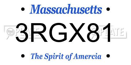 3RGX81 Massachusetts License Plate