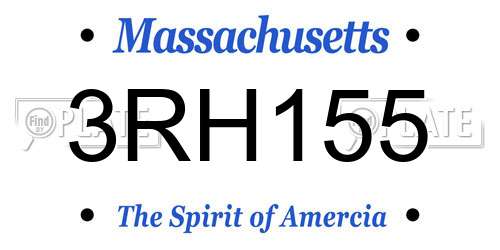 3RH155 Massachusetts License Plate