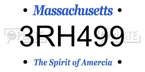 3RH499 Massachusetts License Plate