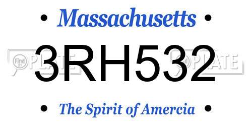 3RH532 Massachusetts License Plate