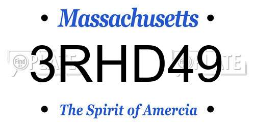 3RHD49 Massachusetts License Plate