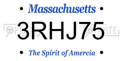 3RHJ75 Massachusetts License Plate