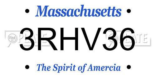 3RHV36 Massachusetts License Plate