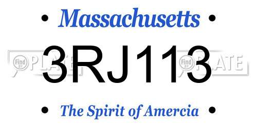3RJ113 Massachusetts License Plate