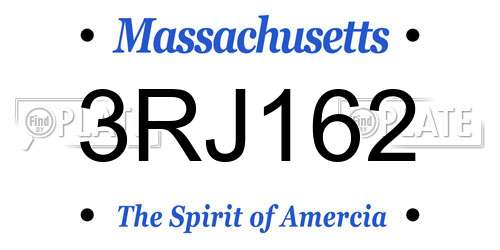 3RJ162 Massachusetts License Plate