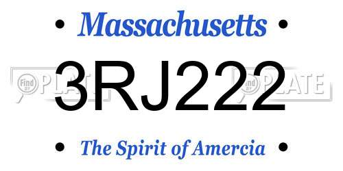 3RJ222 Massachusetts License Plate