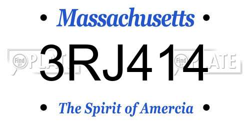 3RJ414 Massachusetts License Plate