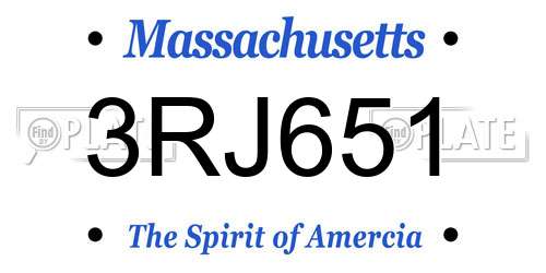 3RJ651 Massachusetts License Plate