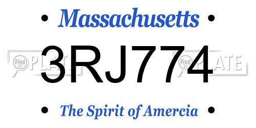 3RJ774 Massachusetts License Plate