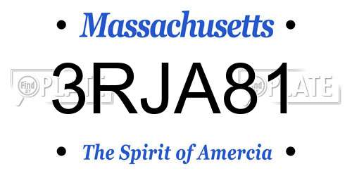 3RJA81 Massachusetts License Plate