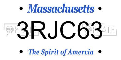 3RJC63 Massachusetts License Plate