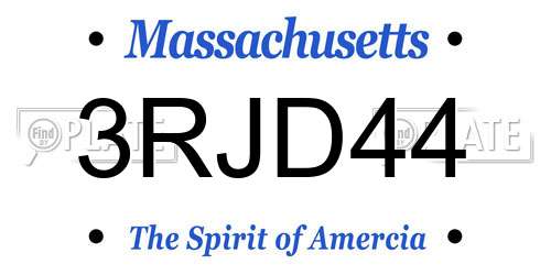 3RJD44 Massachusetts License Plate