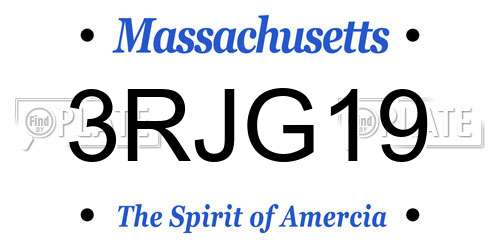 3RJG19 Massachusetts License Plate