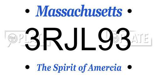 3RJL93 Massachusetts License Plate